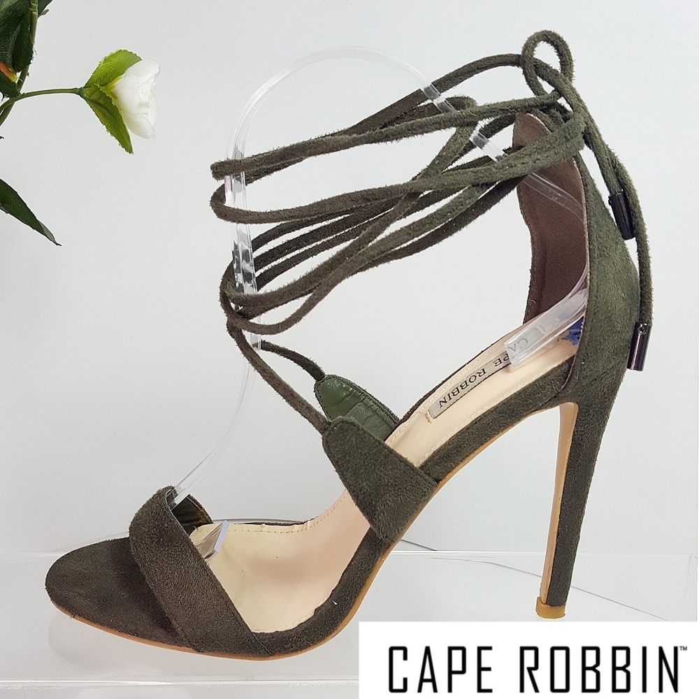 Cape Robbin Sandal Heels🌿Suede Leather Strappy Wrapped High Up|Open Toe